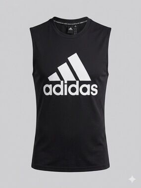 Adidas Men’s Black Sleeveless Tank Top Size Large Ptp 24” A0144